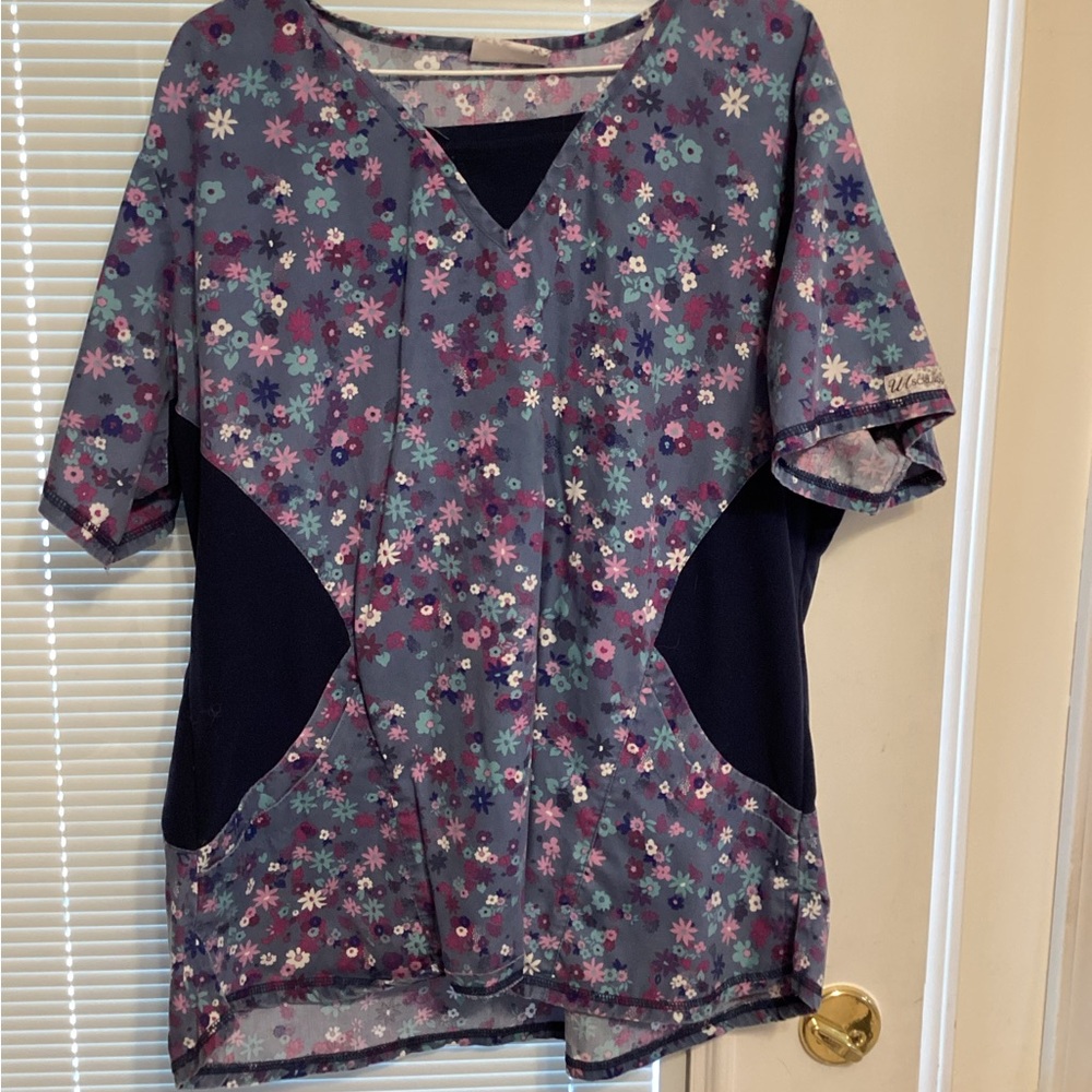 Uniform Advantage Floral Print Women's Blouse - Blue and Purple